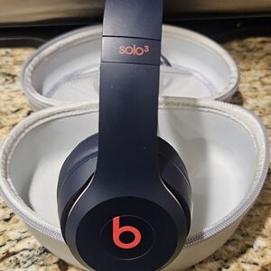 Beats by Dre Solo3 Wireless On-Ear Headphones - Dark Blue With Red